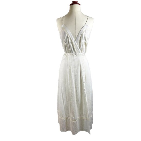 Storia NWT 100% Cotton Off White Spaghetti Strap Wrap Dress with Lace - XSmall - Picture 3 of 10